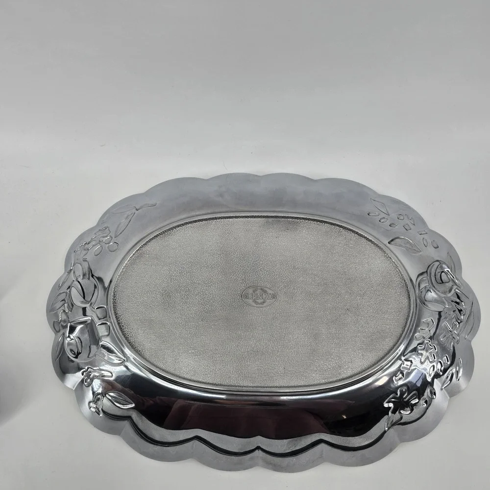 LENOX Metal Serveware ORCHARD IN BLOOM Chip & Dip New  Oven And Freezer ‎ $117